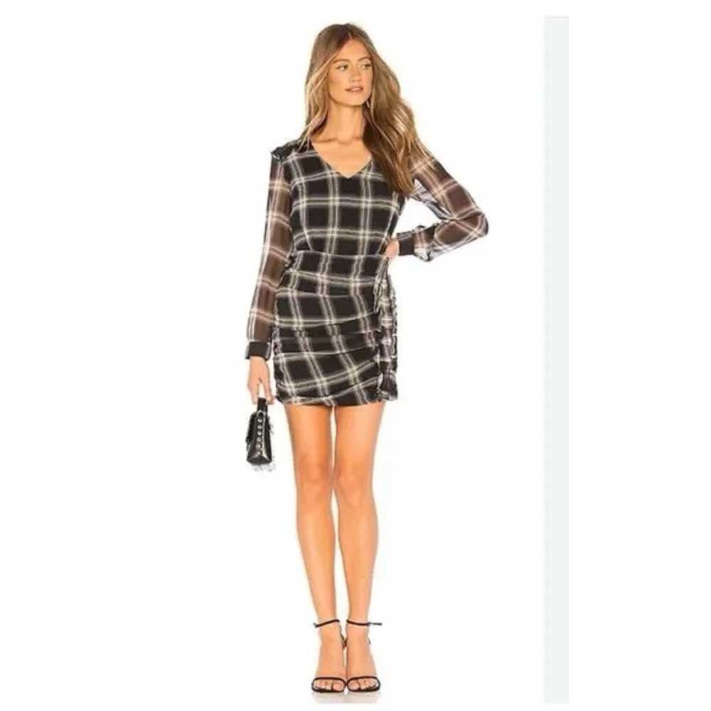 Heartloom x Revolve Black and Gray Plaid Anthea Dress